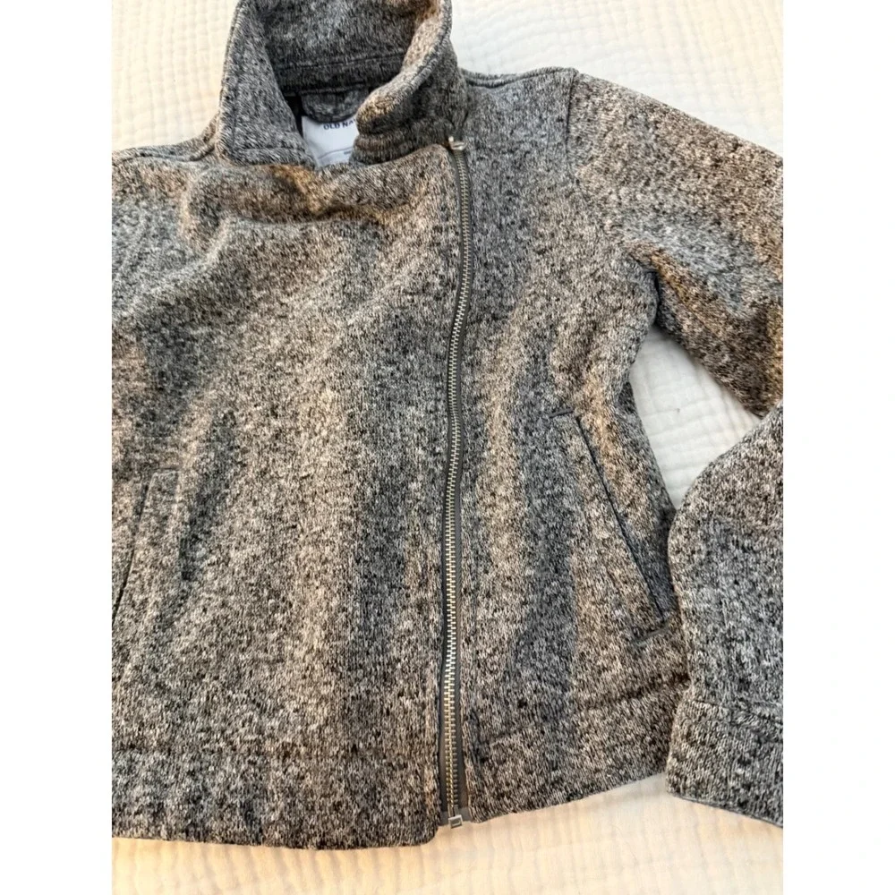 Old Navy Kids Gray Heathered‎ Knit Moto Jacket Zip Up Collar Size S 6 7